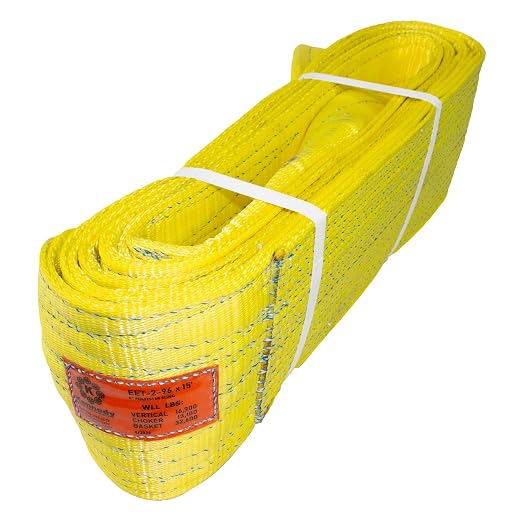 Kennedy Wire Rope & Sling Co. 6" x 15' 2-Ply Twist Eye Polyester Lifting Sling (Various Sizes in Listing) Made in The USA