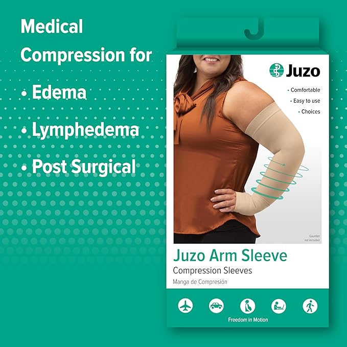 Juzo Soft 2001 Compression Arm Sleeve 20-30 mmHg, Long | Silicone border, ultra-soft, breathable, medical compression arm sleeve, opaque knit, high wearing comfort