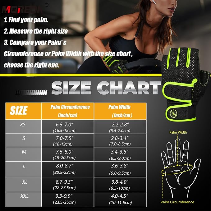MOREOK Workout Gloves Padded Weight Lifting Gloves for Men/Women, [3MM Gel] Fingerless Grip Gym Gloves Fitness Gloves for Exercise,Hanging,Weightlifting, Cycling, Pull ups, Rowing