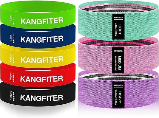 KANGFITER Non-Slip Fabric Resistance Bands for Working Out 3 Levels | Loop Exercise Bands for Booty Leg Butt Glute Hip, Elastic Stretch Workout Bands for Women Men Home Gym Fitness Yoga Pilates