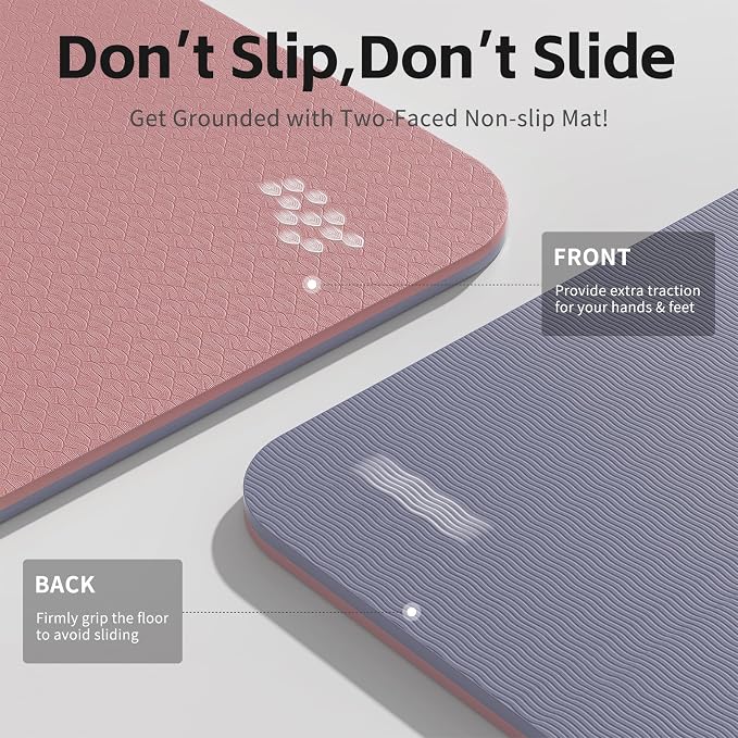 PAIDU Yoga Mat 8mm TPE Non‑Slip Fitness Mat with Strap for Home Workouts | SGS Certified, Odorless, Tear‑Resistant, Unisex, for Yoga, Pilates, Meditation, Home & Gym Workouts