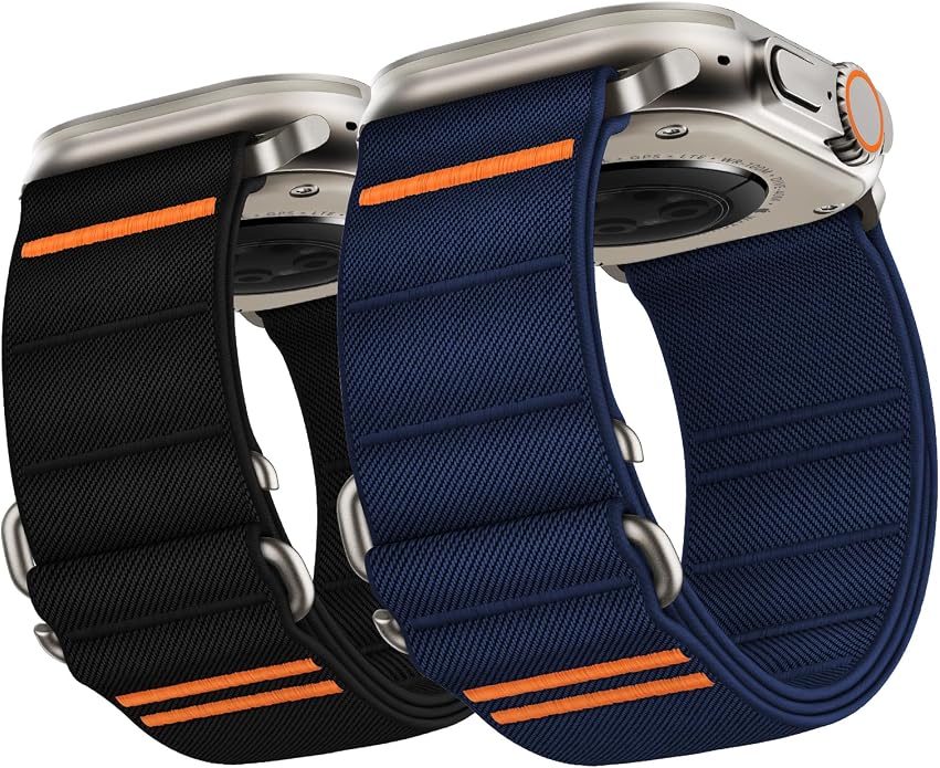 Suitisbest 2 Pack Sport Band Compatible with Apple Watch Ultra Band 49mm 46mm 45mm 44mm 42mm 41mm 40mm 38mm, Stretchy Sport Loop Strap for iWatch Series 11 10 9 8 7 6 5 4 3 2 1, SE 3 2 1, Ultra 3 2 1