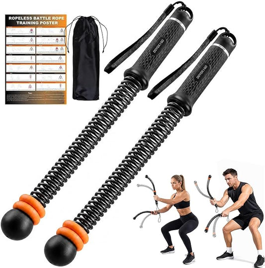 Portable Ropeless Battle Ropes, Cordless Weighted Workout Rope for Home Gym, Adjustable Resistance Training Equipment for HIIT, Cardio, Core & Full-Body Strength Fitness