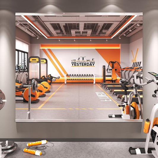 Amorho Gym Mirror 48''x60''(48''x30'' 2pcs) | Tempered Glass, Frameless Full Body Mirror for Home, Yoga Studios, Dance Rooms, Garage Gyms.