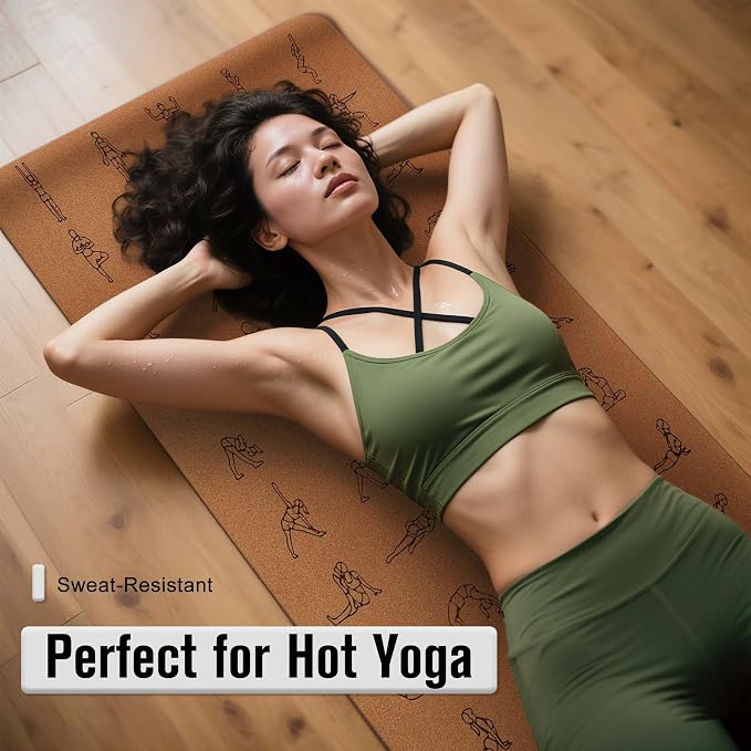 Umineux Cork Yoga Mat 1/4 & 2/5 Inch Thick 72 x 26 in | Thick Cork and TPE Non Slip Yoga Mats for Women Men, Sweat Proof, Sustainable, Great for Hot Yoga & Workouts