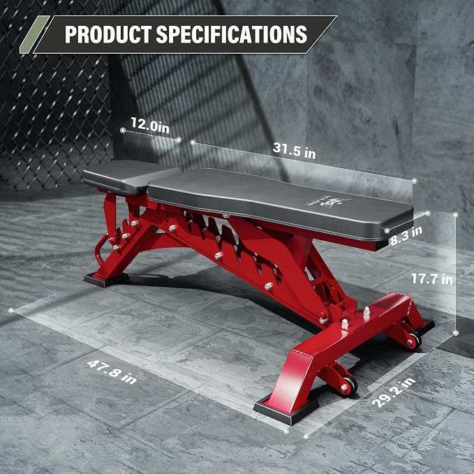 MAJOR FITNESS Weight Bench, Adjustable Workout Bench for Strength Training, Bench Press, and Full-Body Workouts for Home Garage Gym