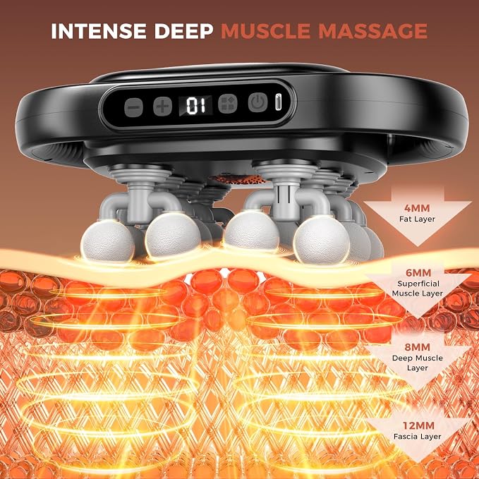 Beyn New 16-Head Massage Gun Set - 16 Gray Heads Included, 30 Speed Levels, Deep Tissue Massage for Back/Leg/Foot Muscle Relaxation, Portable Design,Horse Massager