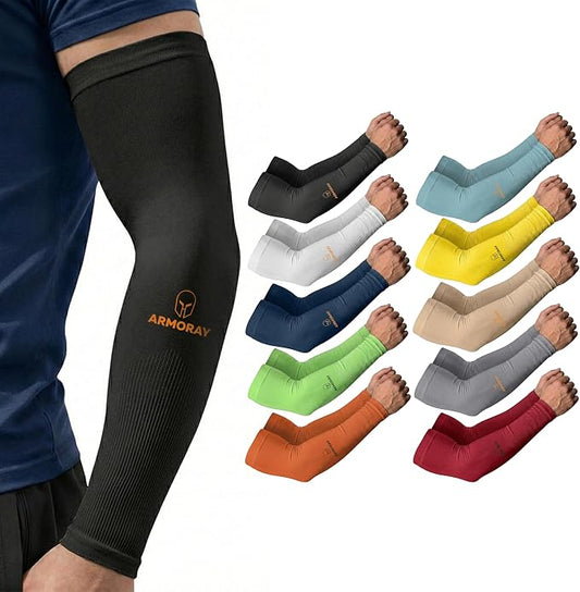 ARMORAY Arm Sleeves for Men and Women - UV Sun Protection Cooling Compression - Tattoo Cover Up Sleeve for Daily Wear & Work