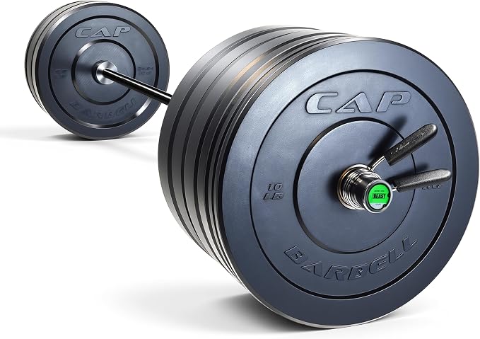 CAP Barbell Olympic Weight Set with 7ft Barbell & Bumper Plates | 160-370 lbs | Multiple Options