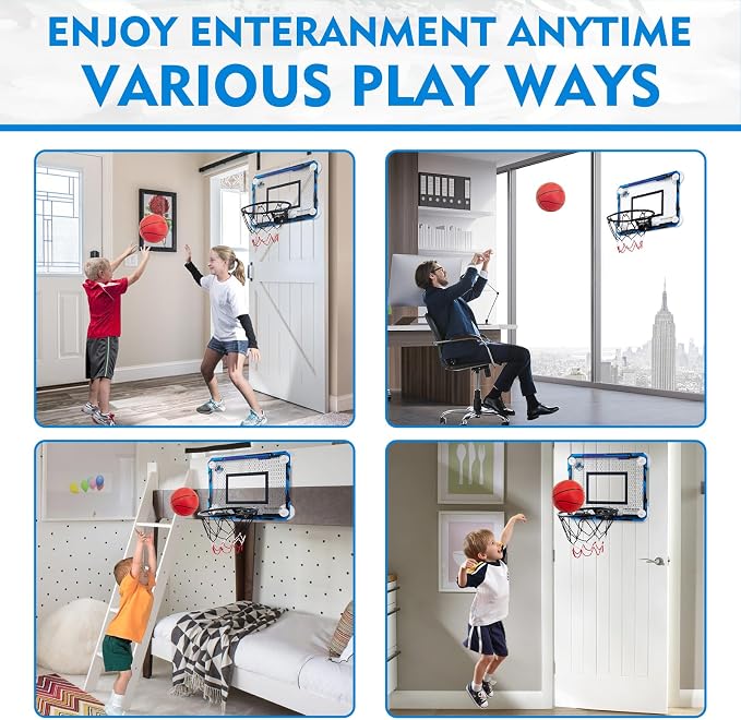 Indoor Mini Basketball Hoops with Powerful Suction Cups for Window and Wall | Wall Mounted Basketball Hoops, Basketball Backboard for Bedroom Office Dorm Room, Outdoor Toy Gifts for Kids and Adults