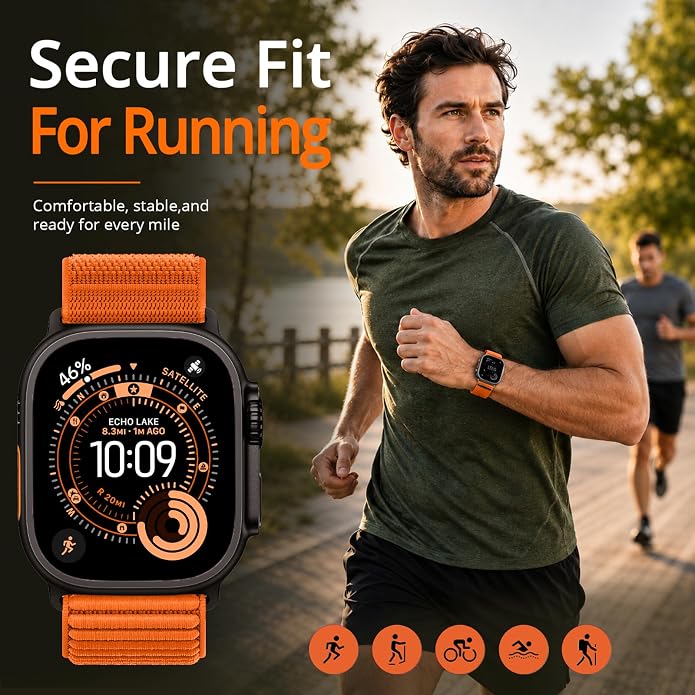 Nylon Loop Sport Band Compatible with Apple Watch Ultra 3 2 Band 49mm 46mm 45mm 44mm 42mm 41mm 40mm 38mm Women Men, Stretchy Strap Elastic Fabric Wristband for iWatch Series 11 10 SE 9 8 7 6 5 4 3 2 1