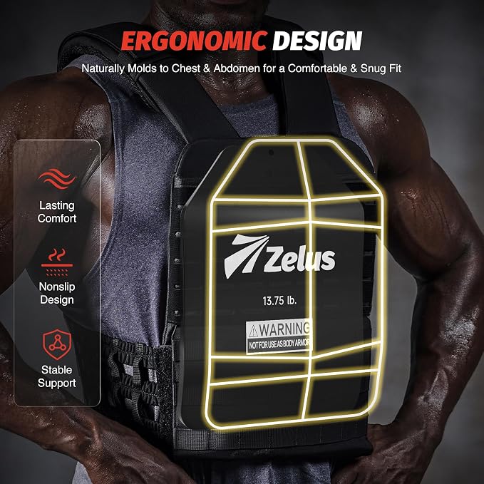 ZELUS Curved Weighted Vest Plates for Workout, 5.75/8.75/13.75LB Pairs Steel Weight Plates for Tactical Weight Vest, Ergonomic Training Plates for Running, CrossFit & Strength Training