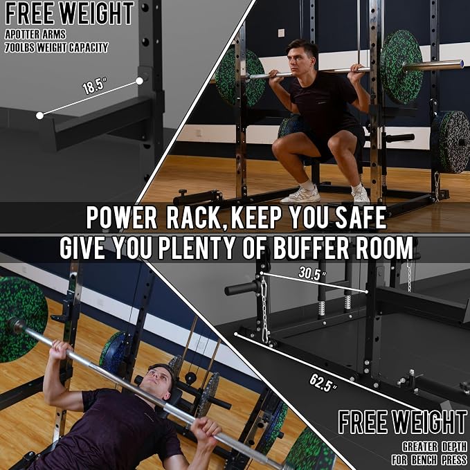 Eonfit E2 Power Rack, Squat Rack with Cable Crossover for Home Gym | Power cage with Pivot Arms Functional Trainer Pulley System Lat Pull Down For Garage Gym Strength Training