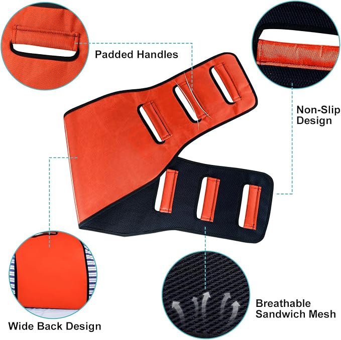Transfer Belt Transfer Sling Padded Gait Belts with Seniors Patient Lift | Heavy Duty Gait Belt,Mobility Standing and Lifting Aid for Disabled,Elderly,Injured-Safely Move from Bed and Wheelchair