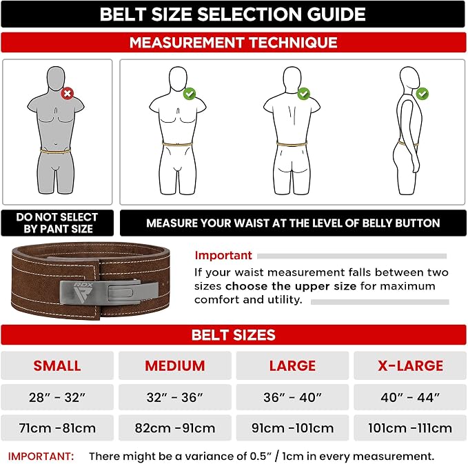 RDX Weight Lifting Belt Powerlifting, Approved By IPL and USPA, 10mm Thick 4" Leather Lumbar Back Support, Lever Buckle Gym Strength Training Equipment, Bodybuilding Deadlifts Squats Workout Men Women