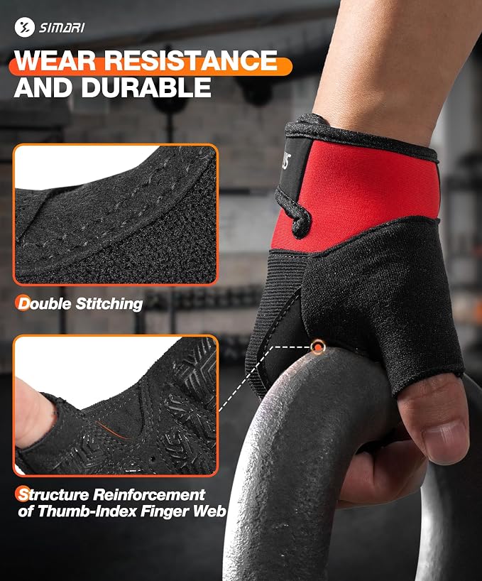 SIMARI Breathable Workout Gloves with Cushion Pad/Grip/Reduce Calluses, Weight Lifting Gloves for Gym Exercise, Cycling, Weightlifting Training, Fitness, Pilates, Kayaking, Gift for Men & Women