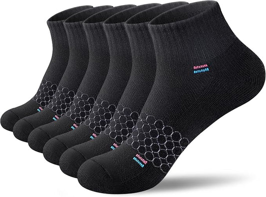 IRAMY Light Compression Socks for Women Arch Support Athletic Cushioned Anti-Blister Comfort Running Ankle Socks 3/5 Pairs