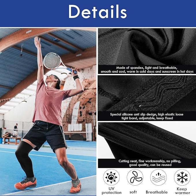 Tatuo Leg Sleeves Compression Long Knee Sleeve UV Protect for Men Women Sport Basketball Football