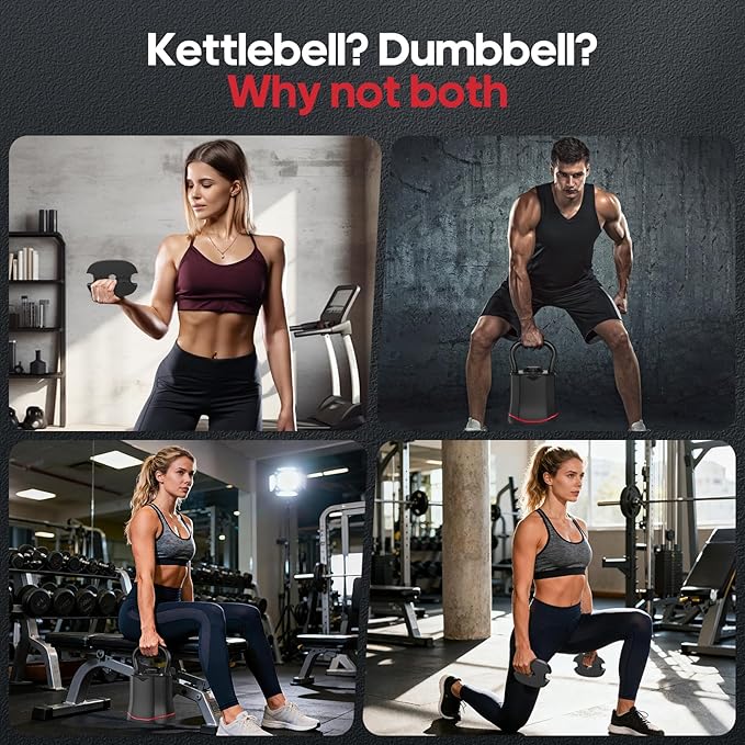 ERGOLIFE 6.5LB-40LB Adjustable Kettlebell Set, 6-in-1 Quick Weight Change, Space-Saving Weight Set for Home Gym Strength Training for Men and Women (Black)
