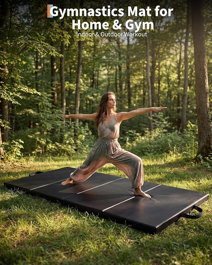 Garvee Gymnastics Mat, 6.2Ft 2-Inch Thick 4-Fold | Exercise Floor Mat for Home Gym, Portable Yoga Mat for Pilates, Aerobics, Martial Arts & Training