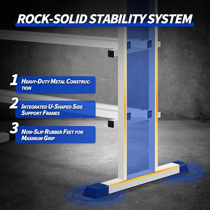 Heavy Duty Dumbbell Rack, 2-Side Extension Holder for Home Gym Storage Rack | Adjustable Width, Large Weight Capacity, Sturdy Steel Stand Only, for Dumbbells & Kettlebells Home Gym Storage Rack