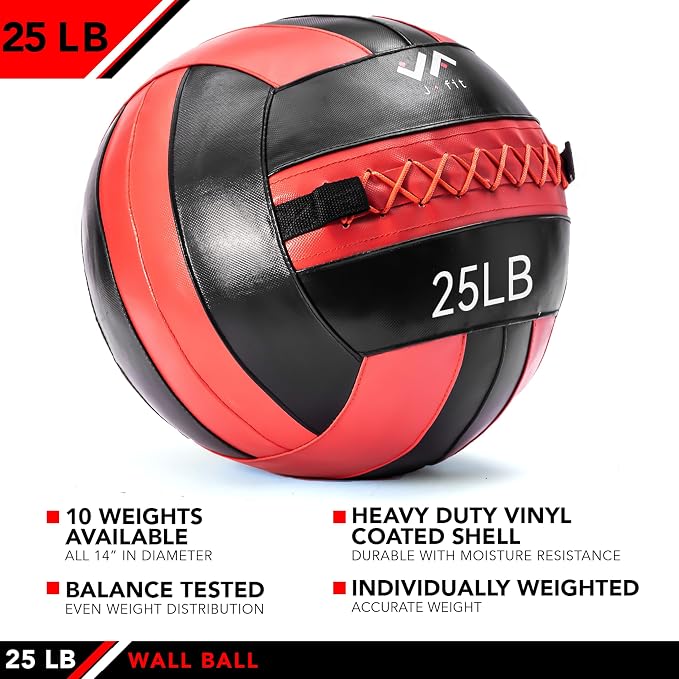 JFit Wall Ball – Premium Soft Weighted Exercise Ball for Strength, Conditioning, Gym & Home Workouts, 4-30 LB