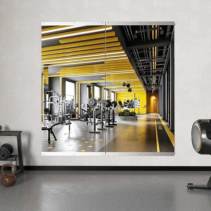 Home Gym Mirrors for Wall, 2 Pack 30" x 60" Frameless Full Length Glass Panels for Garage Gym, Workout Room, Dance Studio, Silver