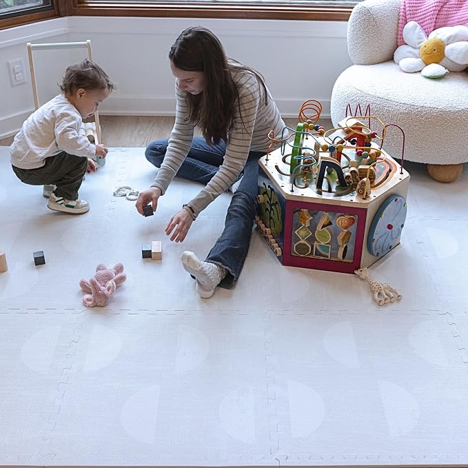 Little Landings Baby Play Mat for Floor - Aura Pearl (4x6ft) - Premium EVA Foam Play Mat for Babies & Toddlers (Ages 0-5+) Non-Toxic Playmat for Tummy Time, Crawling & Playroom - Stylish & Comfortable