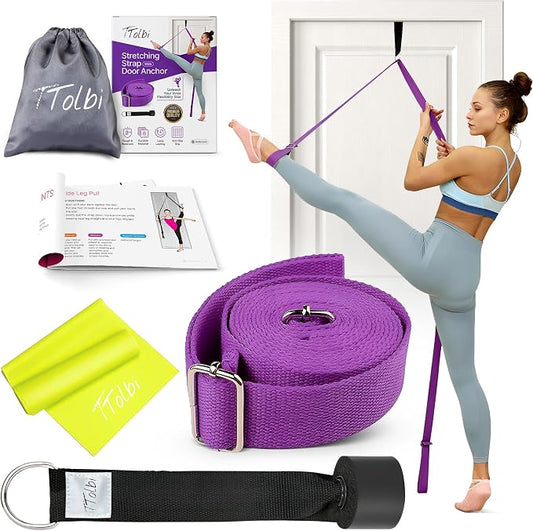 Leg Stretcher Strap with Door Anchor and Resistance Band, Splits Trainer | Home Flexibility Trainer for Splits, Ballet, Dance, Cheer, Yoga, Gymnastics, Pole and Taekwondo, Kids to Adults, All Levels