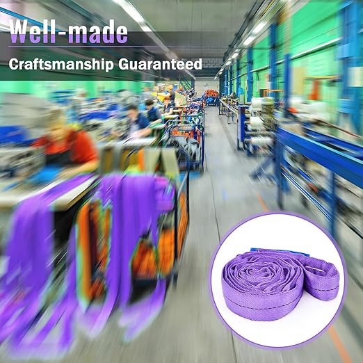 Fabbay 4 Pcs 7.9 Feet Heavy Duty Polyester Endless Loop Round Lift Slings Lifting Straps for Hoist Towing Moving Furniture Rigging Equipment, 2600 LB Vertical 2100 LB Choker 5200 LBs Basket(Purple)