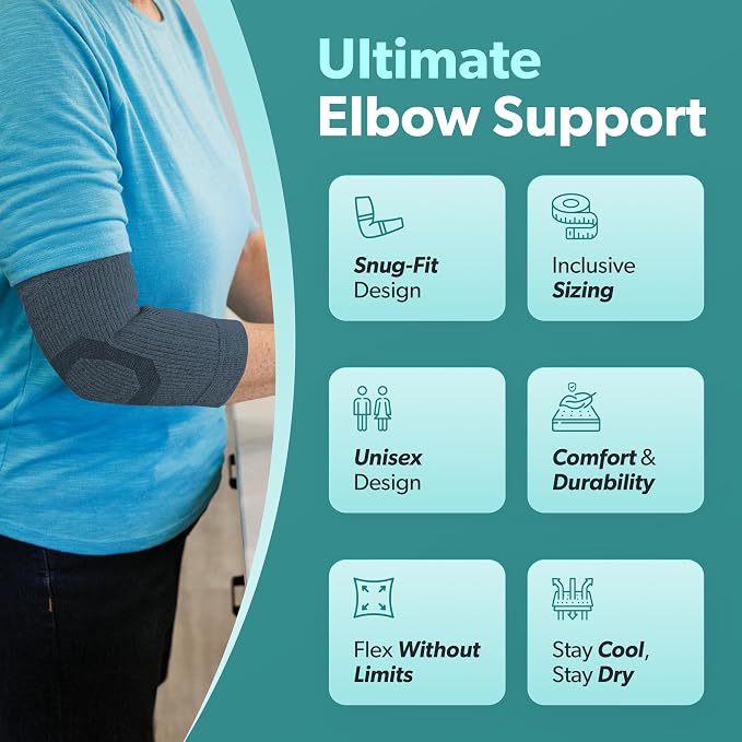 BraceAbility Elbow Compression Sleeve for Bursitis - Olecranon Elbow Brace for Tendonitis, Tennis Elbow, Golfers Elbow, Arthritis, Elbow Pain Relief Arm Sleeve for Women and Men (L - Lilac)