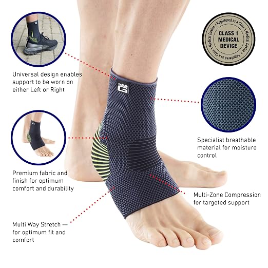 Neo-G Ankle Compression Sleeve Sports – Active – Ankle Compression Sleeve for Running - Lightweight, Elastic, Helps with Strains, Weak Ankles, Injury Recovery, Ankle Swelling Relief - S
