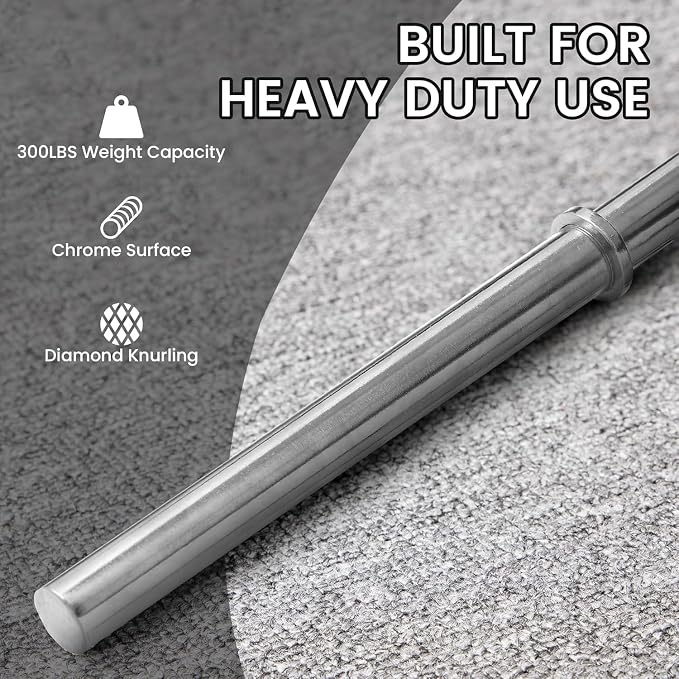 Fitvids 1 Inch Standard Barbell Bar, 6 Feet Basic Bearbell Bar for Home Gym Strength Training, Includes Pair of 2.5LB Weight Plates