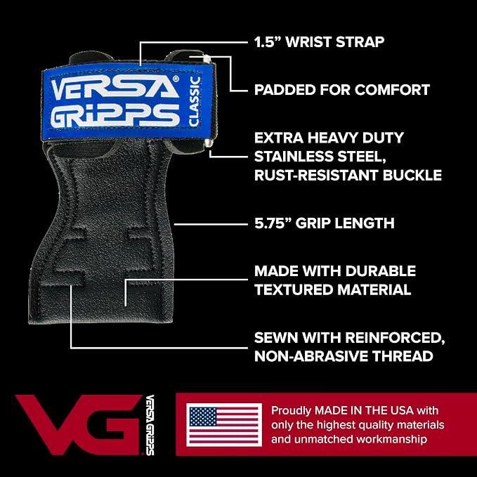 Versa Gripps® Classic Wrist Straps, Train Better, Choose Size and Color | Replaces Straps, Gloves & Hooks, Shorter Palm Piece, Quick Transitions, Handcrafted in the USA