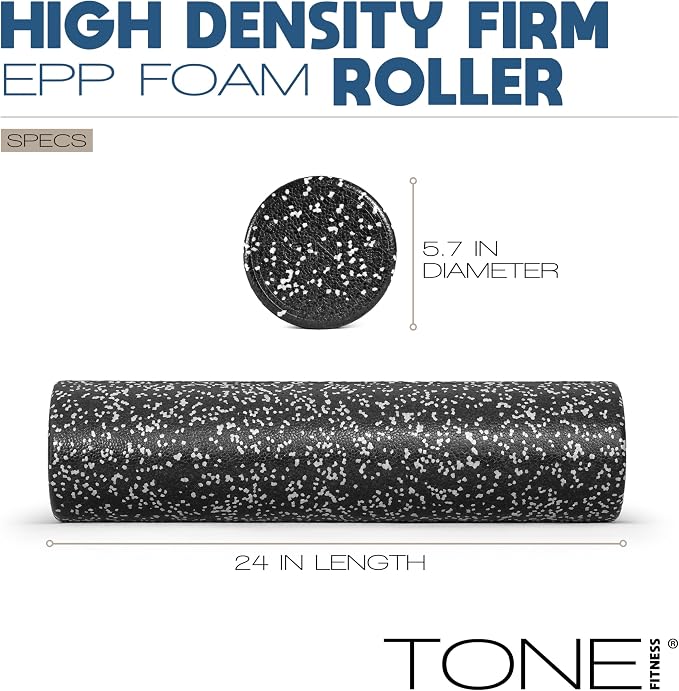 Tone Fitness High Density EPP Foam Exercise Foam Roller for Yoga, Pilates, Stretching, Massage, and Recovery | Multiple Sizes and Colors