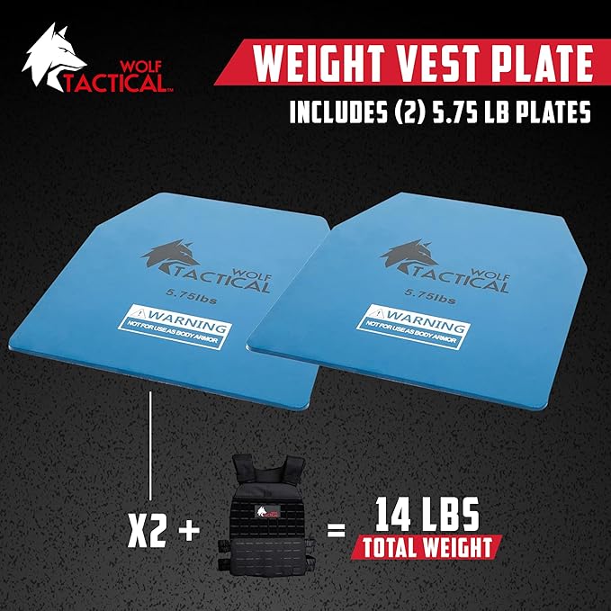 WOLF TACTICAL Weight Vest Plates - 5.75/8.75/14.5/19.75LB Pairs - WODs, Strength Training, Running, Heavy Workouts