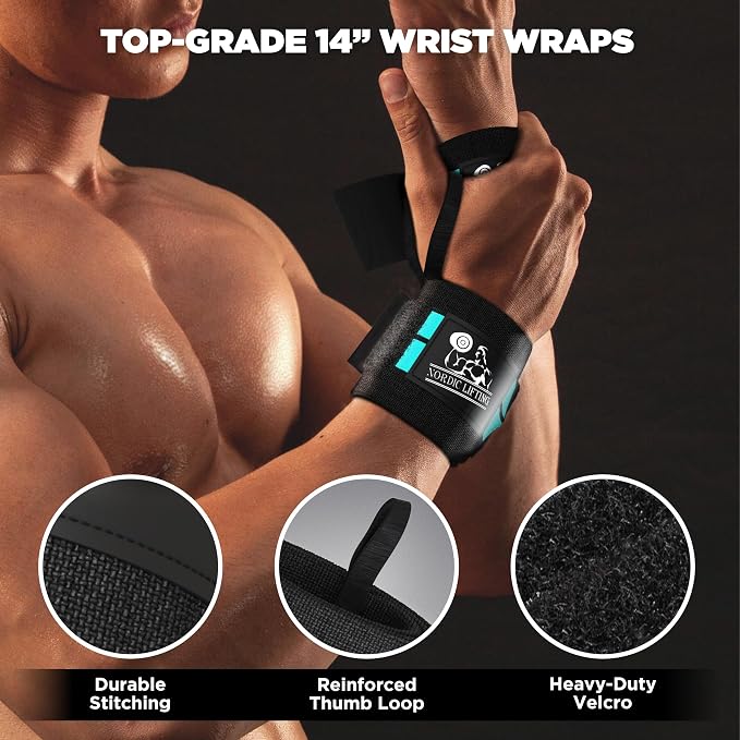 Wrist Wraps + Lifting Straps Bundle (2 Pairs) for Weightlifting, Cross Training, Workout, Gym, Powerlifting, Bodybuilding - Support for Men/Women, Avoid Injury During Weight Lifting