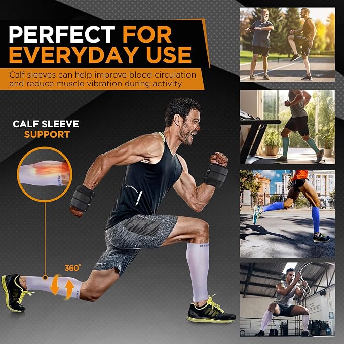 Doc Miller Compression Calf Sleeve for Men & Women, 20-30mmHg | Graduated Support for Running, Shin Splints, Calf Strain, Knee High, Small to 6XL Plus Size
