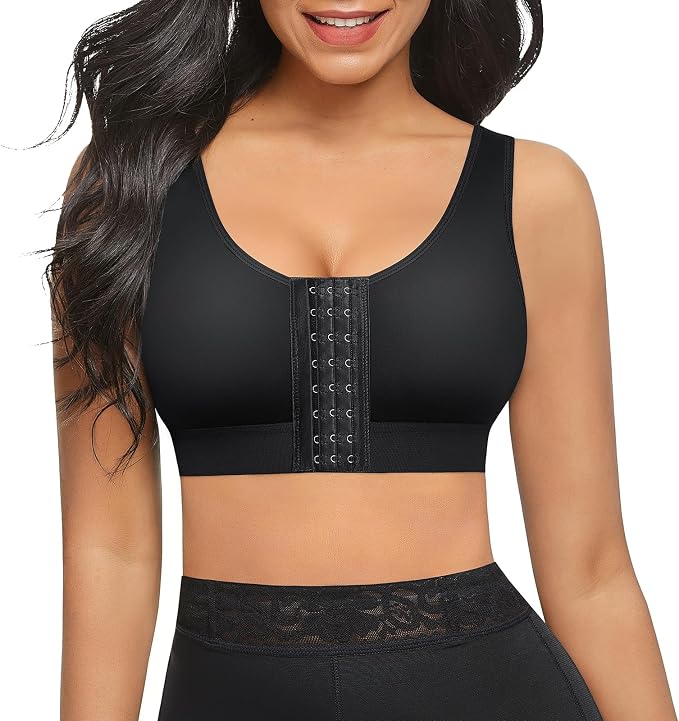 FeelinGirl Arm Compression Sleeve Women Post Surgery Front Closure Bra | Arm Lipo Compression Garment, Seamless Arm Shaper for Flabby Arms, Lymphedema Compression, Breast/Back Support