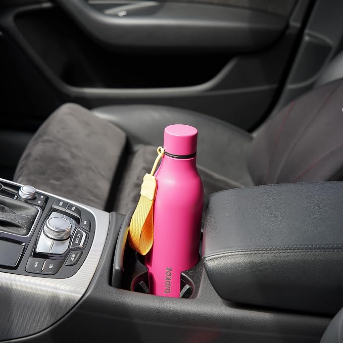 BJPKPK 18oz Insulated Water Bottle, Stainless Steel Bottle with Carry Strap | Keep Cold & Hot Vacuum Insulation, Leak-Proof BPA-Free Design, Slim Bottle Fits Most Cup Holders for Gym, Office & Travel