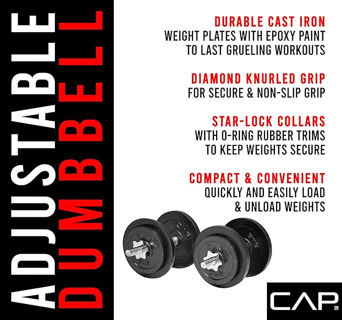 Cap Barbell Adjustable Dumbbell Weight Set | Multiple Options