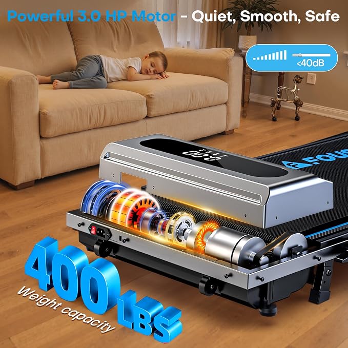 5 in 1 Foldable Treadmill, 7.5 MPH Treadmills for Home with App Compatible, Treadmill with 10% Incline, 3.0HP Brushless Drive, Remote Control and LED Display, 12 HIIT Programs, 400 LBS Capacity