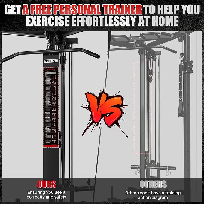 CC01 Cable Crossover Machine with High and Low Pulley System, Functional Trainer with Pull Up Bars and Optional Bundle, Cable Machine for Home Gym Power Workout