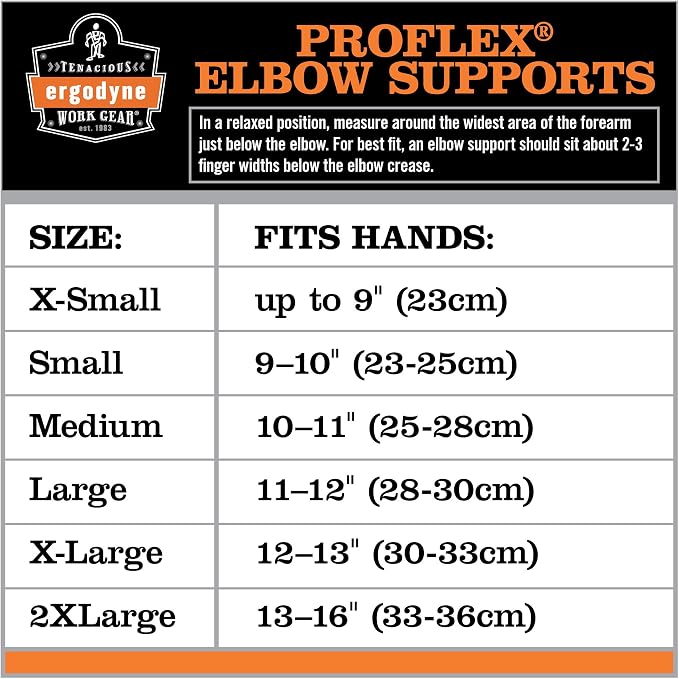 Ergodyne ProFlex 655 Neoprene Elbow Support Sleeve with Strap for Adjustable Compression Fit