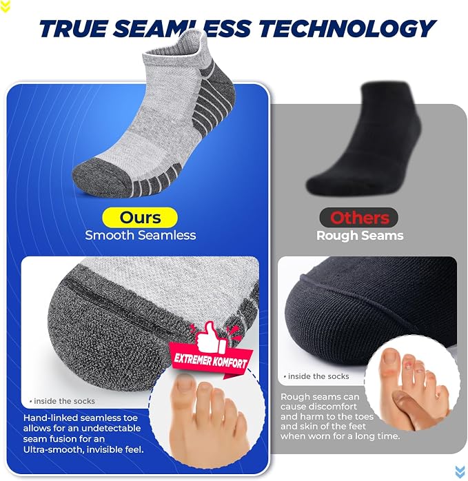 TANSTC Athletic Running Ankle Socks for Men Women, Cushioned Low Cut Sport Tab Socks, 6 Pack