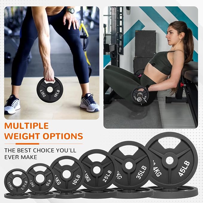 Signature Fitness 2-Inch Cast Iron Barbell Set, Including Multiple LBS Weight Plates and 6FT Barbell Set, Multiple