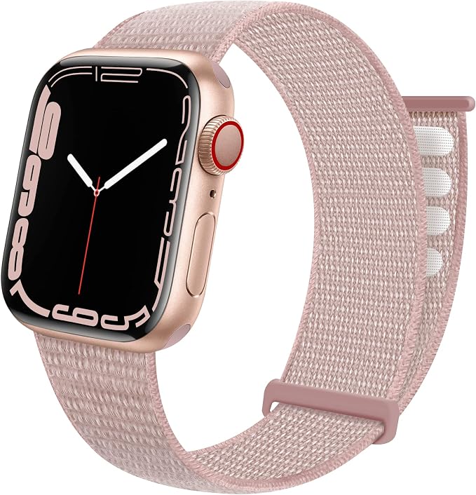 Sport Loop Band Compatible with Apple Watch Band 38mm 40mm 42mm 44mm iWatch Series 6 5 SE 4 3 2 1 Strap, Nylon Velcro Women Men Stretchy Elastic Braided Adjustable Wristband, 38mm 40mm Rose Pink | Braided Nylon Band for Apple Watch 38mm 40mm, Adjustabl...