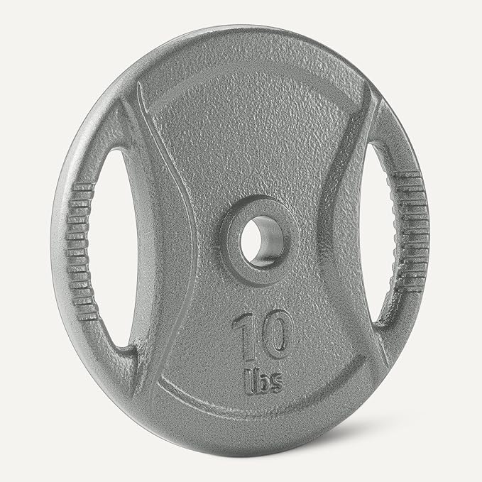 Amazon Basics 1-Inch Grip Weight Plates, Cast Iron, Strength Training, Home Gym