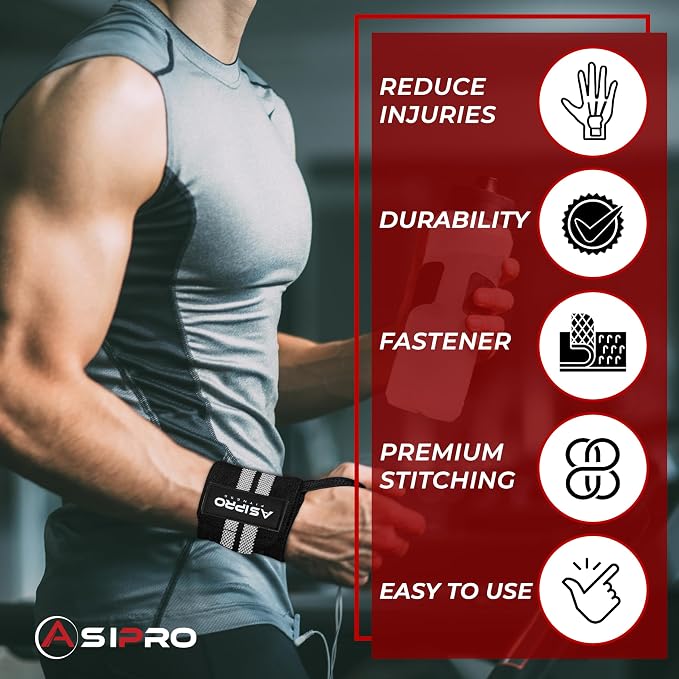 Wrist Wraps for Weightlifting 18" Wrist Straps for Weightlifting Weight Lifting Wrist Wraps for Men & Women, Muñequeras para Gym Wrist Support for Working Out, Gym Wrist Wraps for Powerlifting