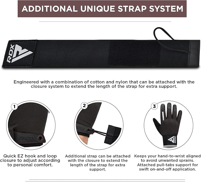 RDX Weight Lifting Gloves with Wrist Support -Touch Screen Full Finger Gym Workout, Breathable Anti Slip Padded Grip, Men Women Fitness Training, Powerlifting Bodybuilding HIIT Exercise Weightlifting